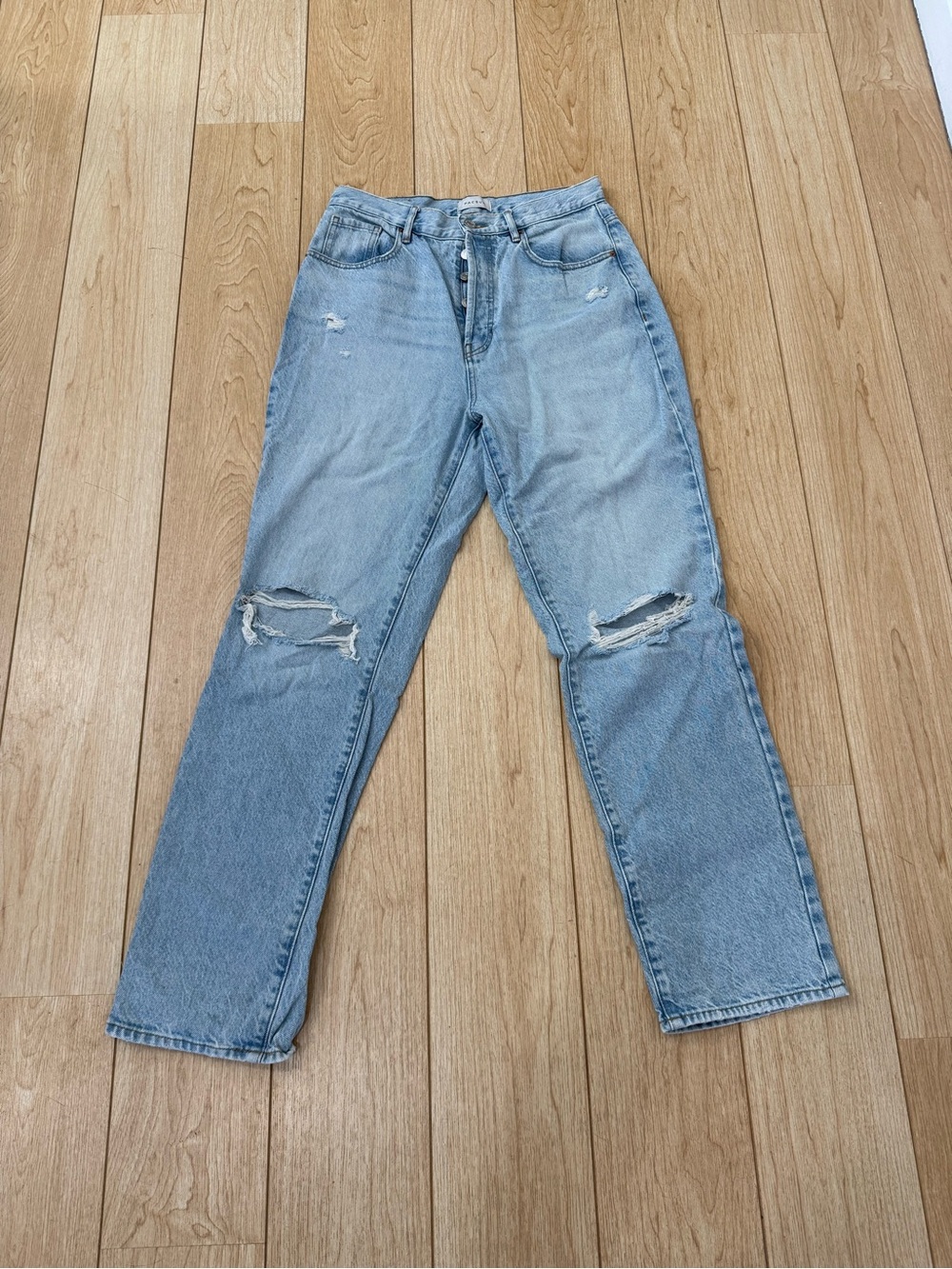 PacSun Light Blue High-Rise Distressed Straight Leg Jeans